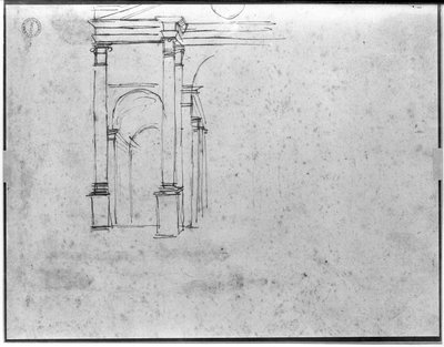 Studie voor een half-lengte figuur met gespreide armen door Raffaello Sanzio Raphael